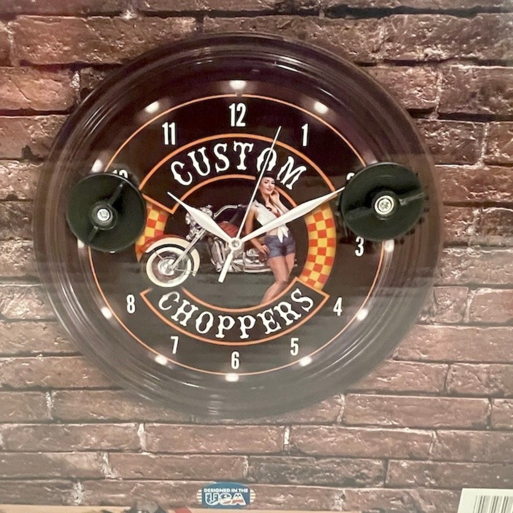 American Art Decor‎ Custom Choppers Pin-Up Girl LED Wall Clock Biker New